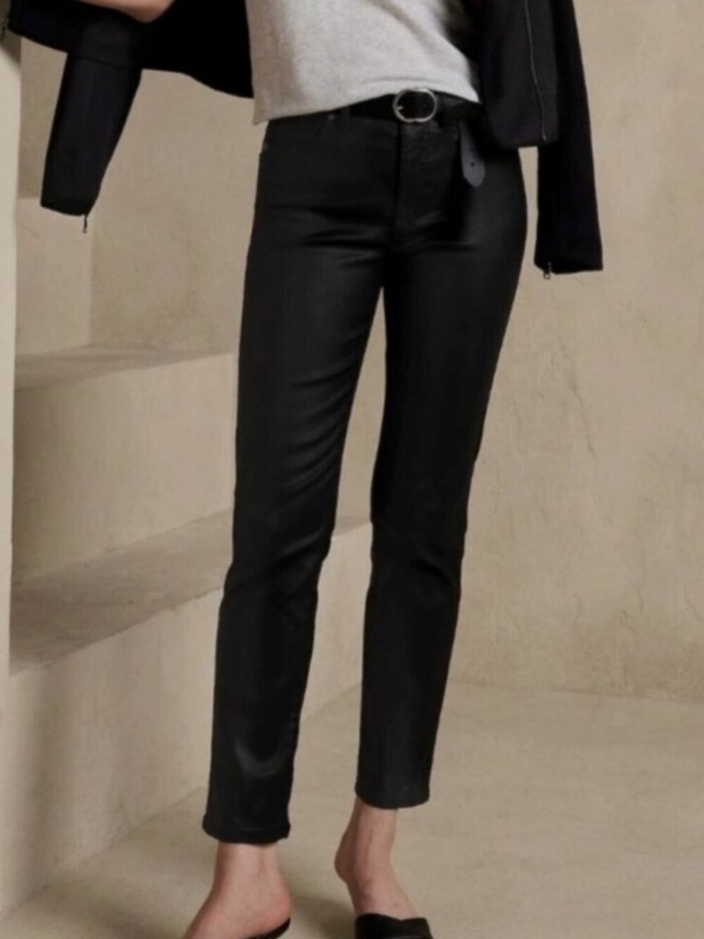 Banana Republic Slim Coated Black Women's High Rise Slim Jeans | NWT | Sz 14
